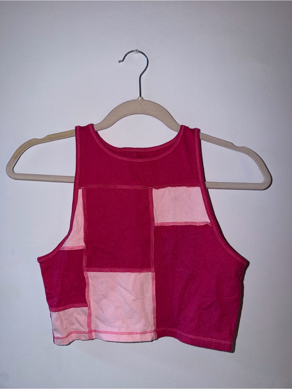 Women’s Patchwork Racerback Tank Top - Pink